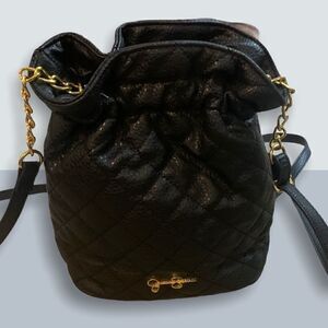 Black Quilted Jessica Simpson Mini Bucket Bag